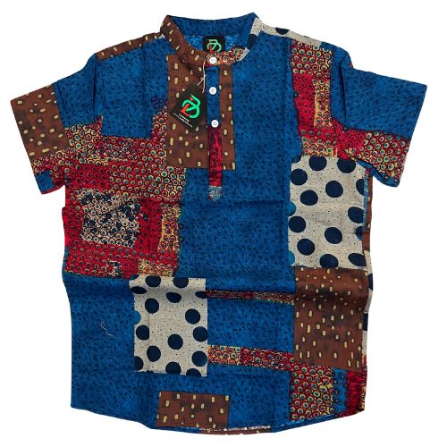 Men Floral Casual Summer Beach Short Sleeves Shirts-Blue