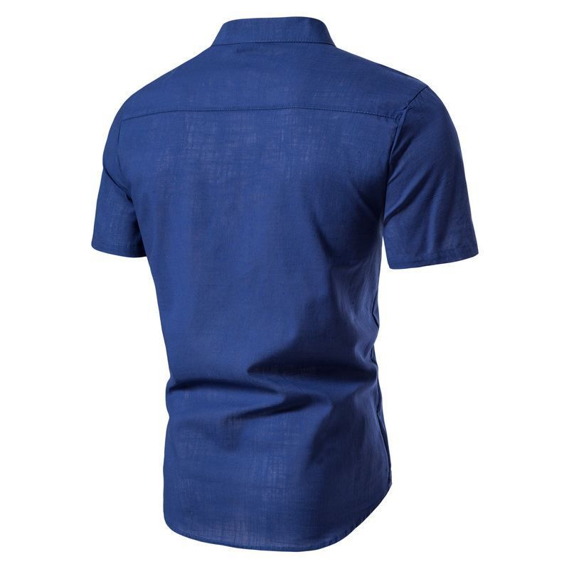 Men's Fashion Slim Fit Solid Color Short Sleeve Shirt Business