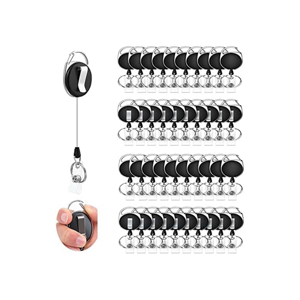 40 Pcs Retractable ID Badge Reel with Belt Clip and Key