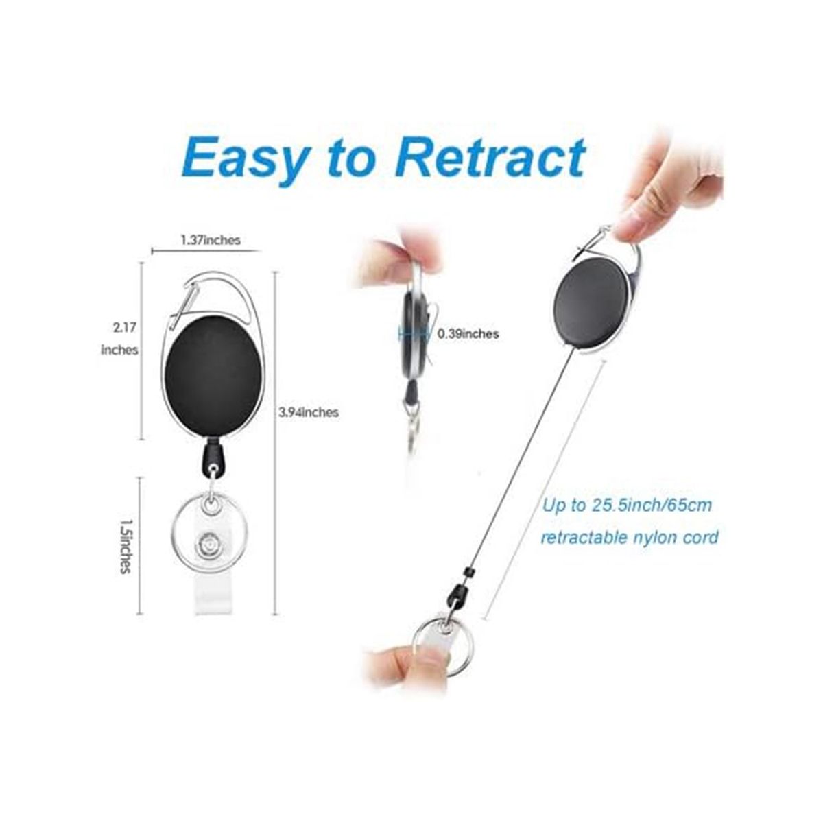 40 Pcs Retractable ID Badge Reel with Belt Clip and Key