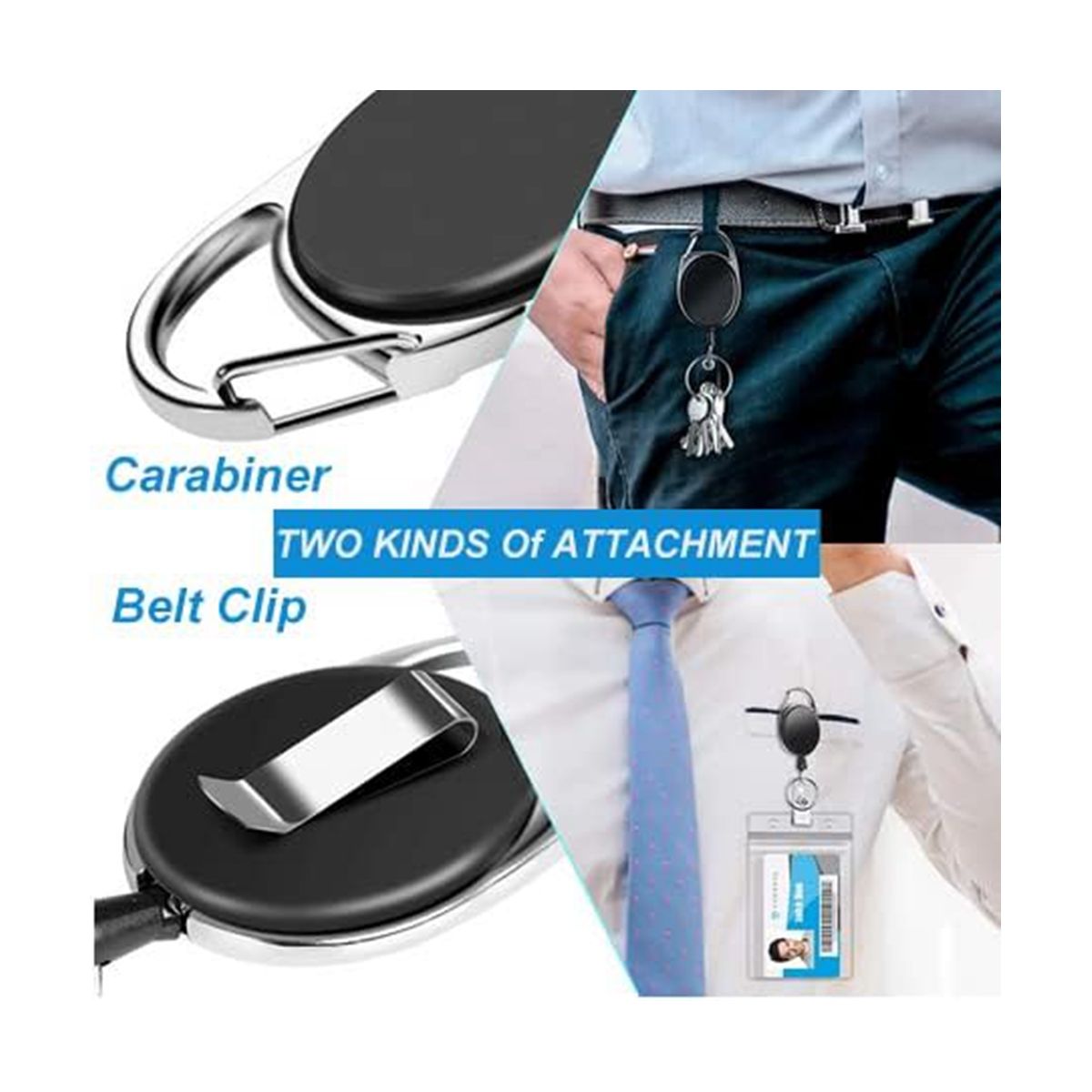 40 Pcs Retractable ID Badge Reel with Belt Clip and Key