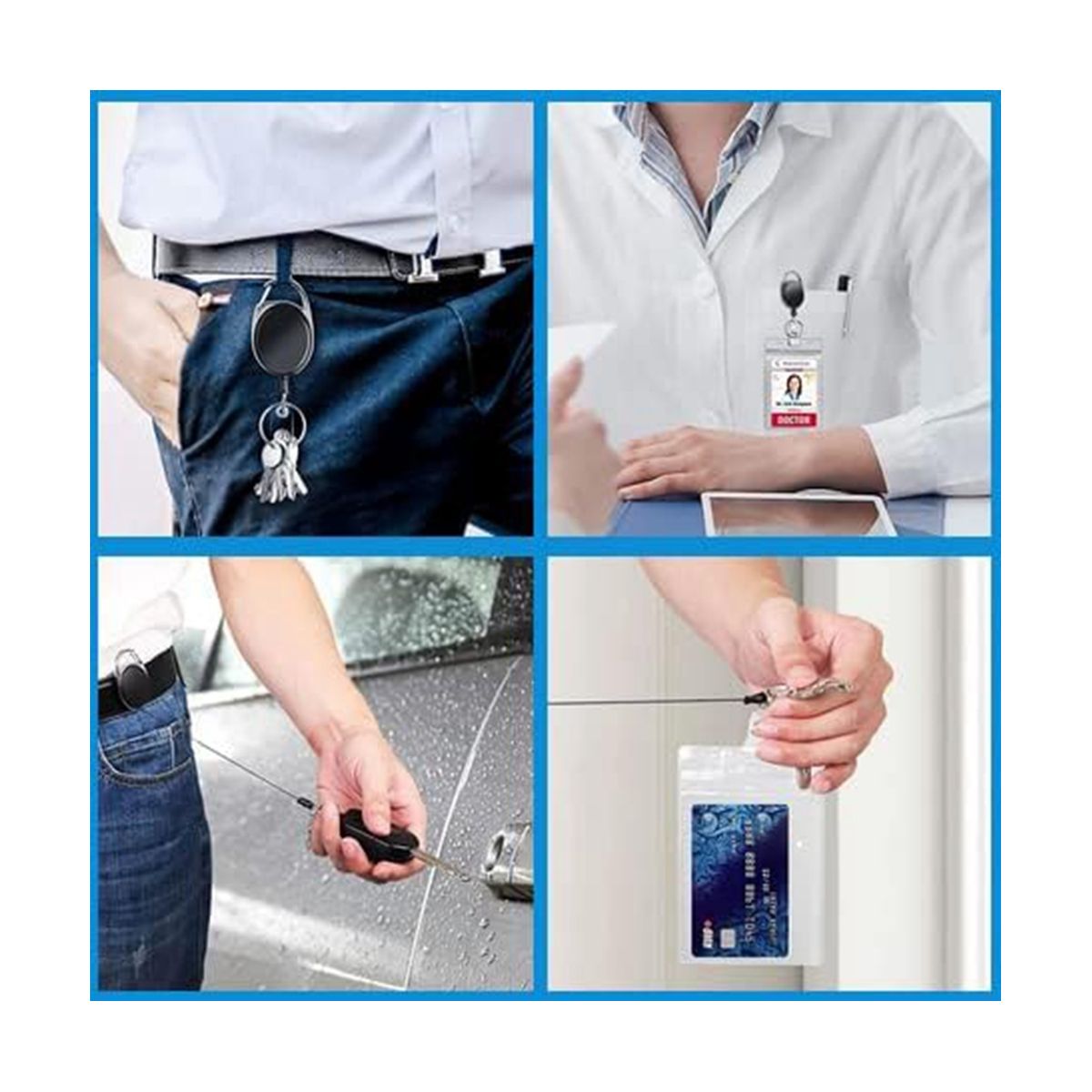 40 Pcs Retractable ID Badge Reel with Belt Clip and Key