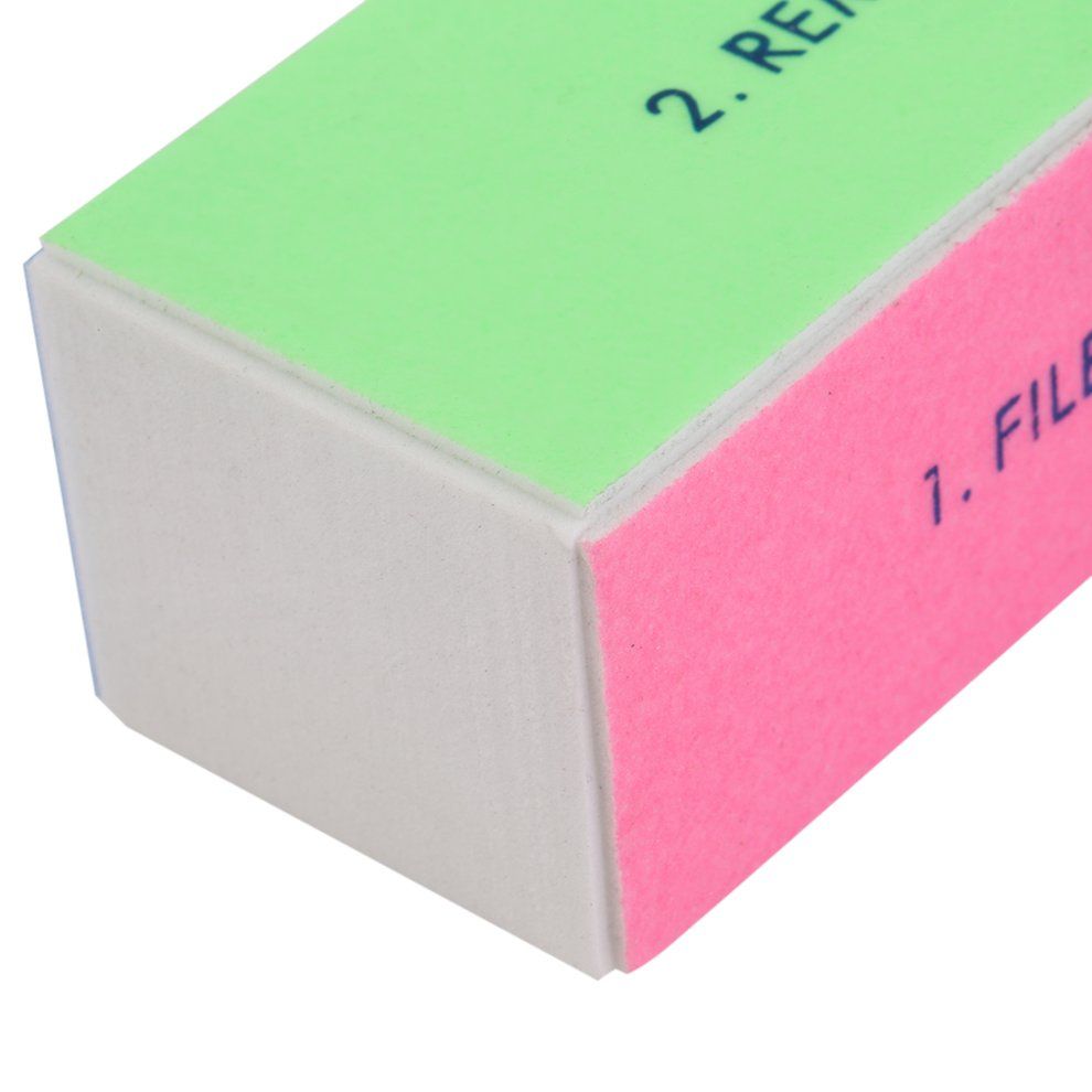 Women Acrylic Nail Art Tips Buffer Buffing Sanding Block 4 Way File Salon-white