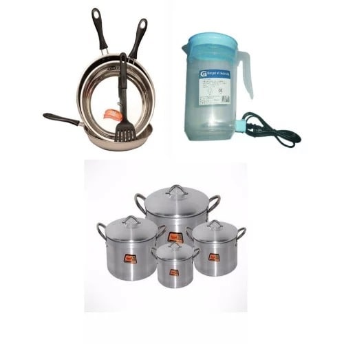 Tower Set Of Cooking Pot + Saute Pans + Electric Kettle