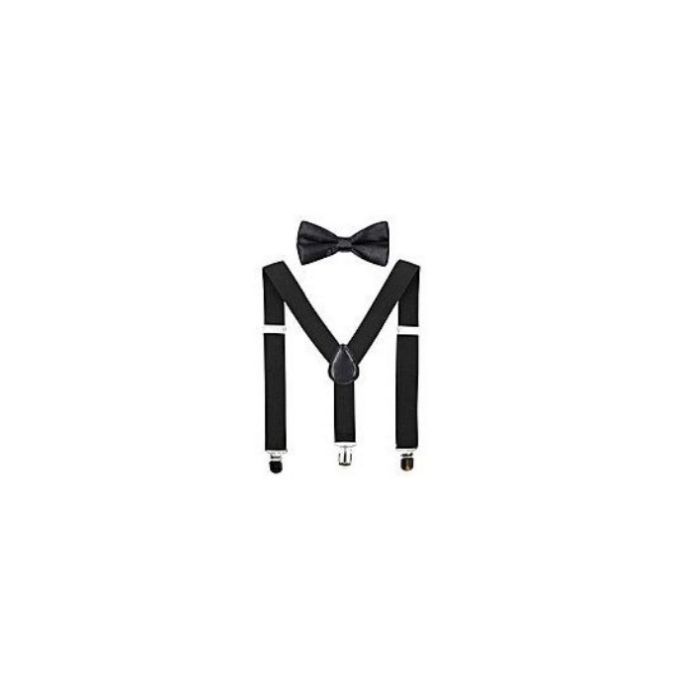 Suspenders And Bowtie For Kids - Black Color