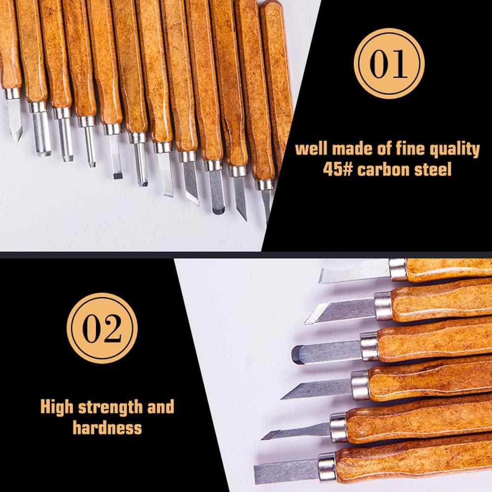 12pcs DIY Woodcut Cutter Sculpture Wood Carving Tools Woodworking Hobby Arts Crafts Cutters