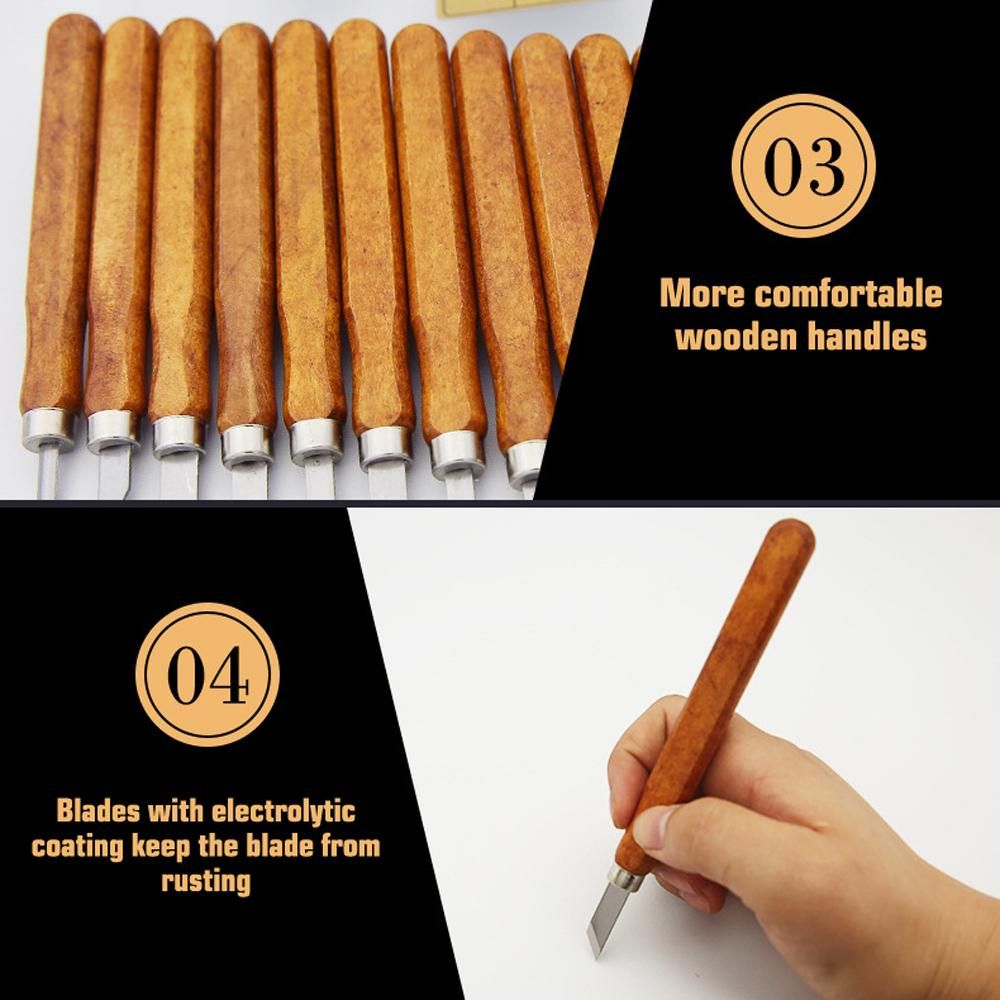 12pcs DIY Woodcut Cutter Sculpture Wood Carving Tools Woodworking Hobby Arts Crafts Cutters