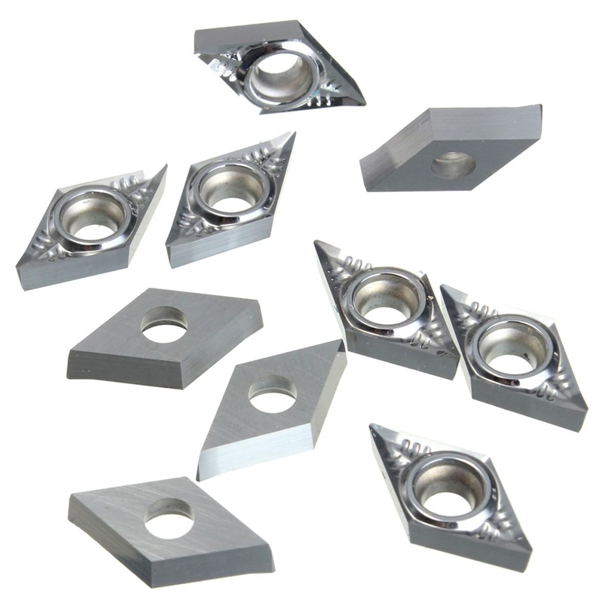 10Pcs Silver Blades DCGT11T304-AK H01 / DCGT32.51-AK H01 Carbide Inserts Used for Aluminum Alloy