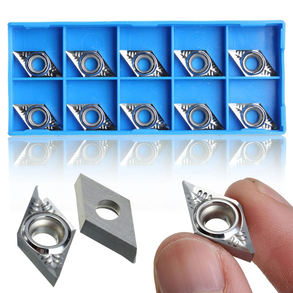 10Pcs Silver Blades DCGT11T304-AK H01 / DCGT32.51-AK H01 Carbide Inserts Used for Aluminum Alloy
