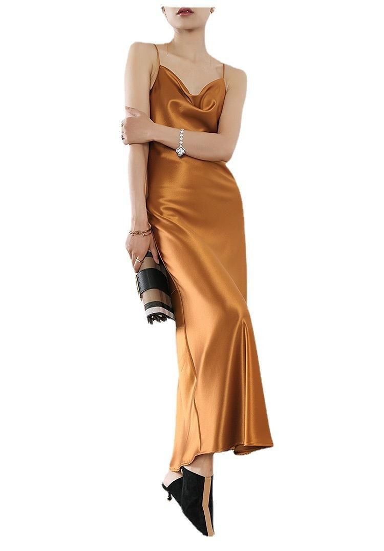 XS Small Large 4XL Acetic Acid Slim Fit Waist A Line Skirt Swing Neck Oblique Cut Dress Women's