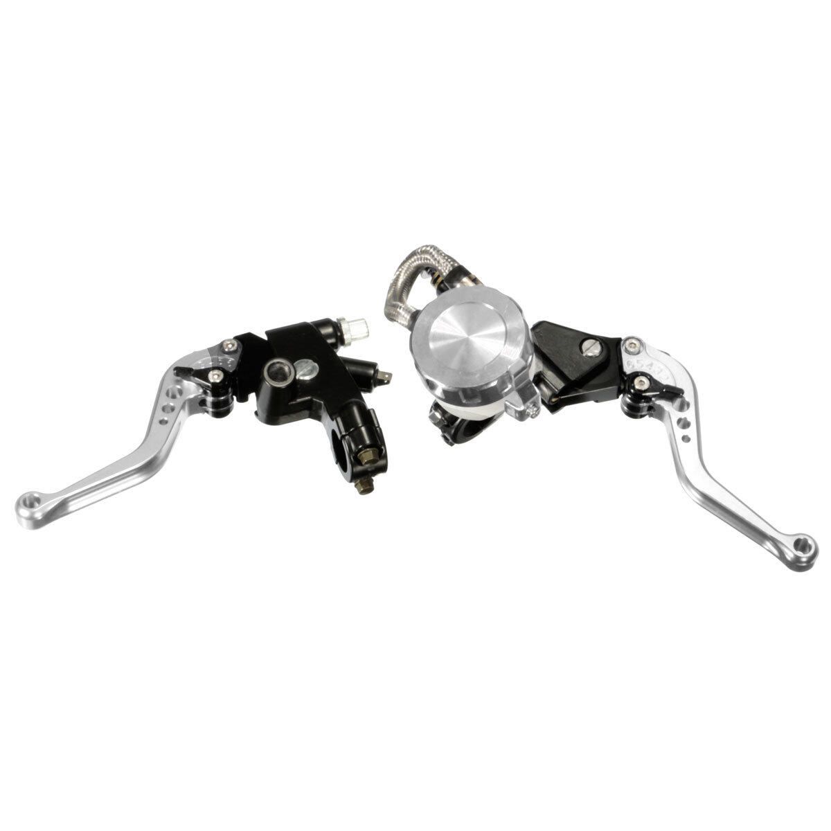 7/8'' Clutch Brake Levers Master Cylinder Reservoir For Honda Motorcycle Silver Silver