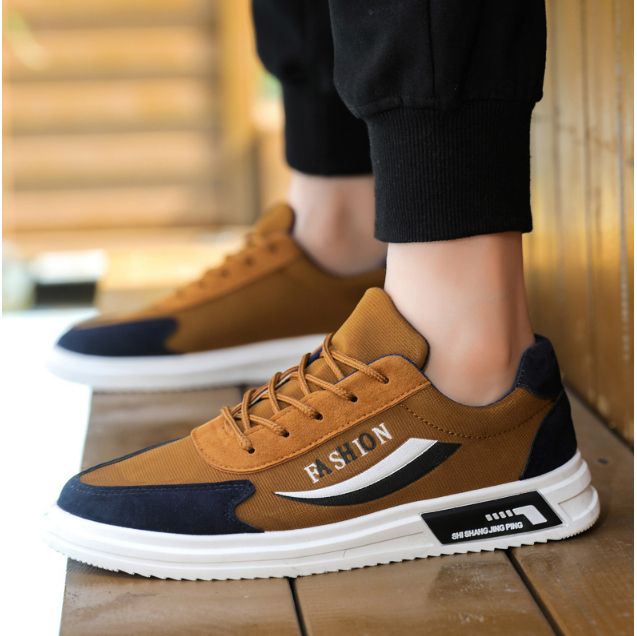 Men's Sneaker Running Classic Comfortable Flat Shoes Non-slip - Brown & Navy
