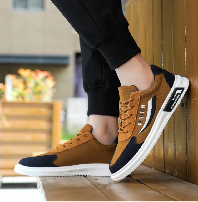 Men's Sneaker Running Classic Comfortable Flat Shoes Non-slip - Brown & Navy
