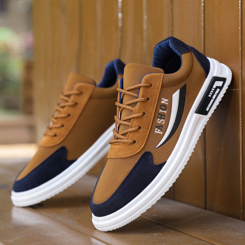 Men's Sneaker Running Classic Comfortable Flat Shoes Non-slip - Brown & Navy