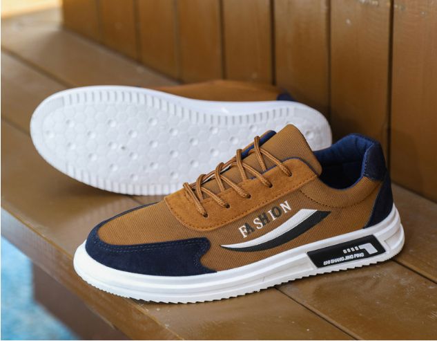 Men's Sneaker Running Classic Comfortable Flat Shoes Non-slip - Brown & Navy