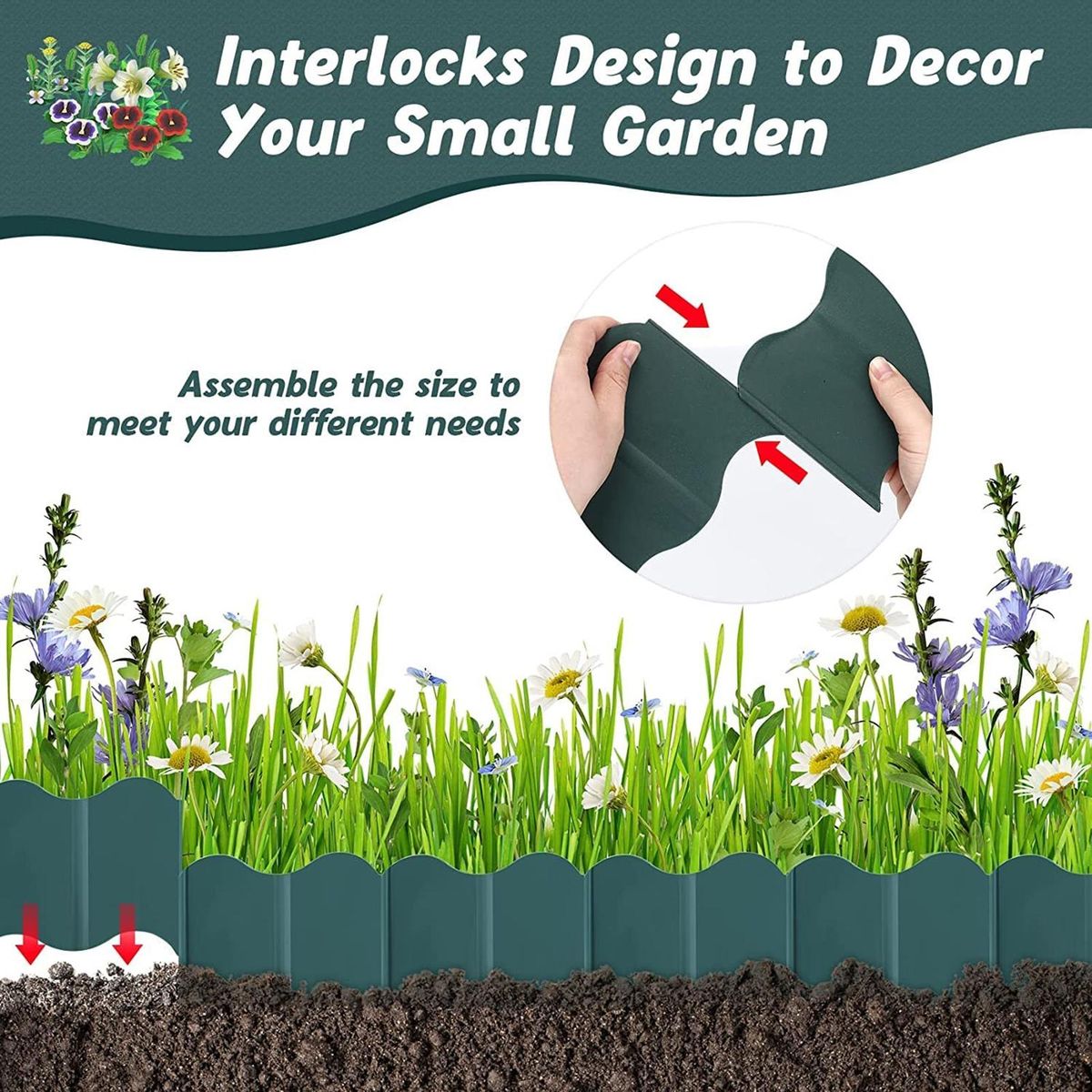 20Pcs Garden Edging Garden Edging Border, Garden Landscape Edging Border Green