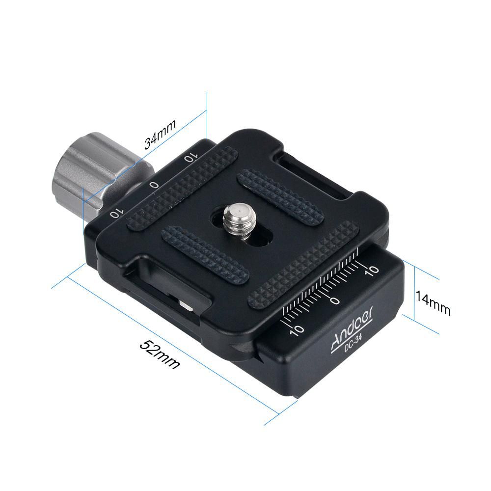 Andoer DC-34 Quick Release Plate Clamp Adapter with One Quick Release Plate 1/4" Screw for Arca-Swiss AS Standard QR Tripod Head