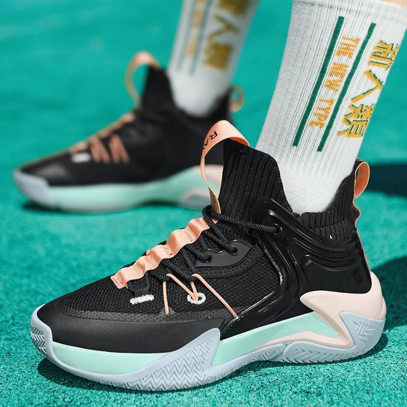 Plus Size (39-46) Basketball Shoes High Top Men's Sneakers Pink