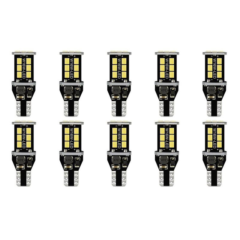 10Pcs W16W LED T15 Canbus Car Truck Vehicle Backup-White