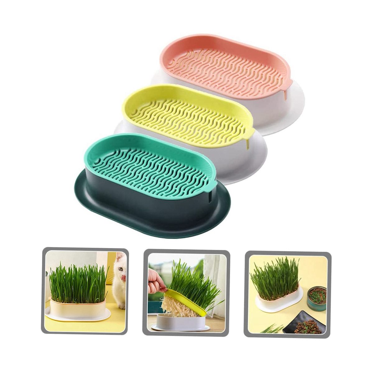 3Pcs Home Planting Box Kit Sprouts Soil-Free Pets Convenient Nursery Grower Soil Propagation