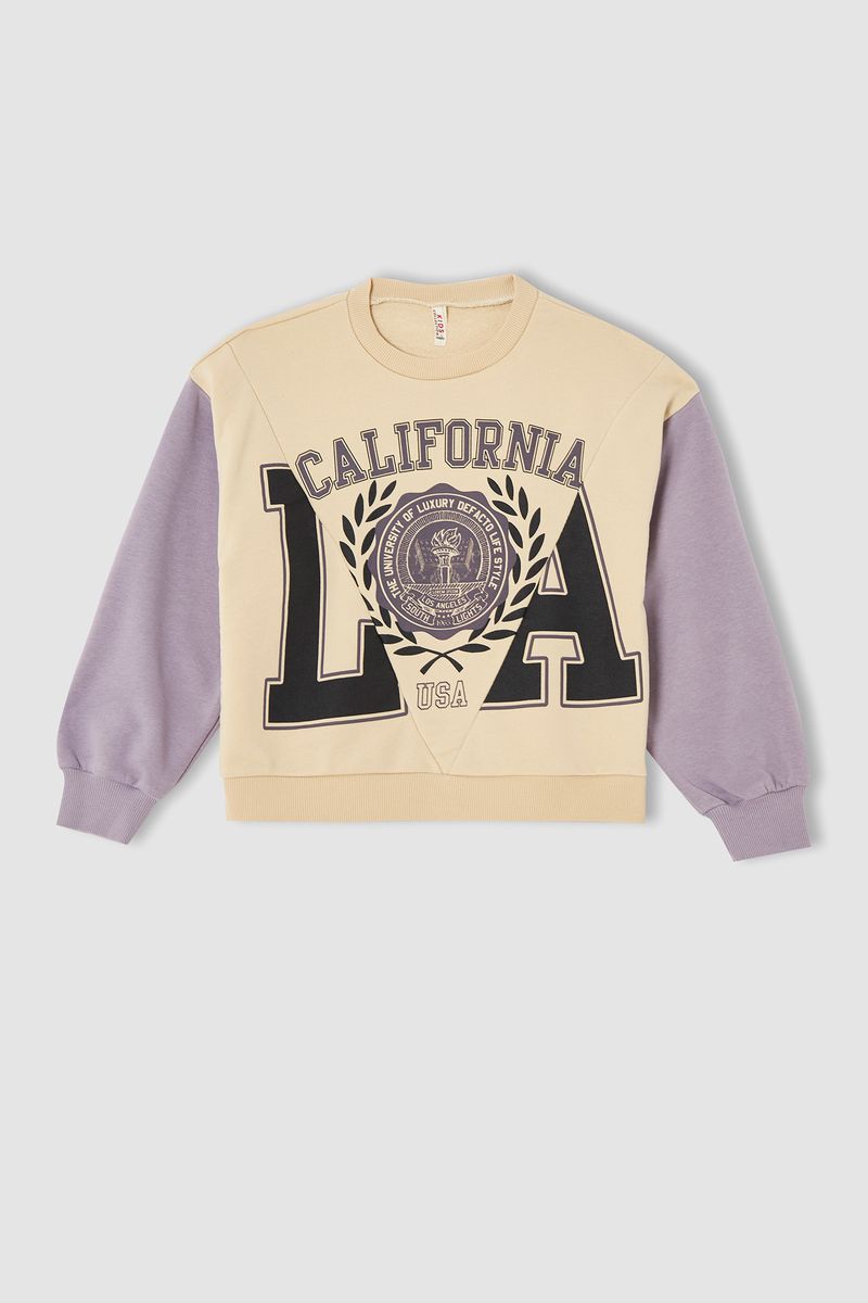 Girl - Relax Fit Crew Neck Knitted Sweat Shirt - Ecru