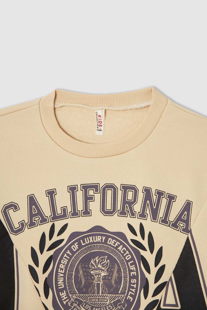 Girl - Relax Fit Crew Neck Knitted Sweat Shirt - Ecru