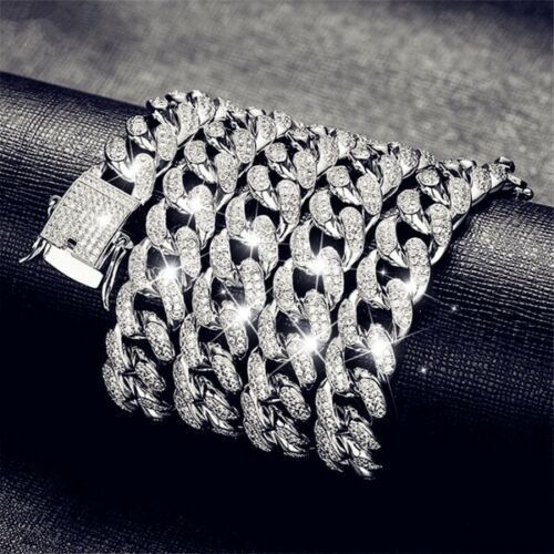 Mens Hip Hop 9" Wristwatch & 18" Iced Out Cuban Necklace