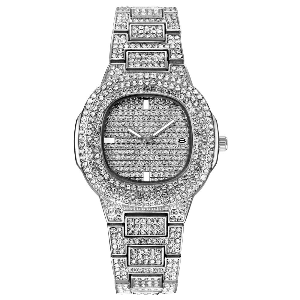 Mens Hip Hop 9" Wristwatch & 18" Iced Out Cuban Necklace