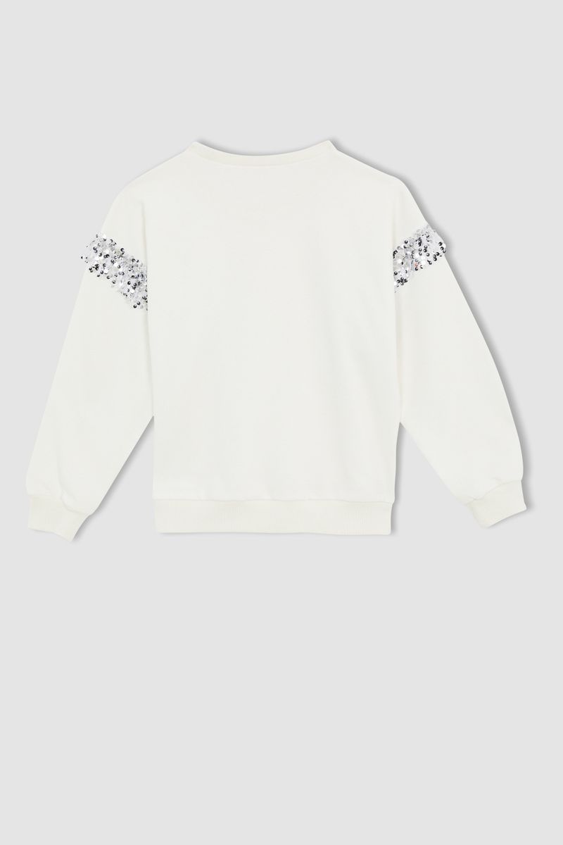 Girl - Regular Fit Crew Neck Knitted Sweat Shirt - Ecru