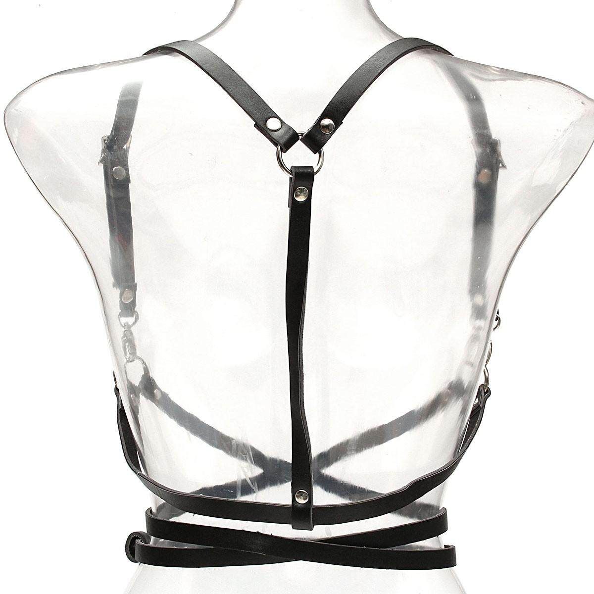 Harness Gothic Lolita Woman Body Corset Faux Handmade Leather Suspenders