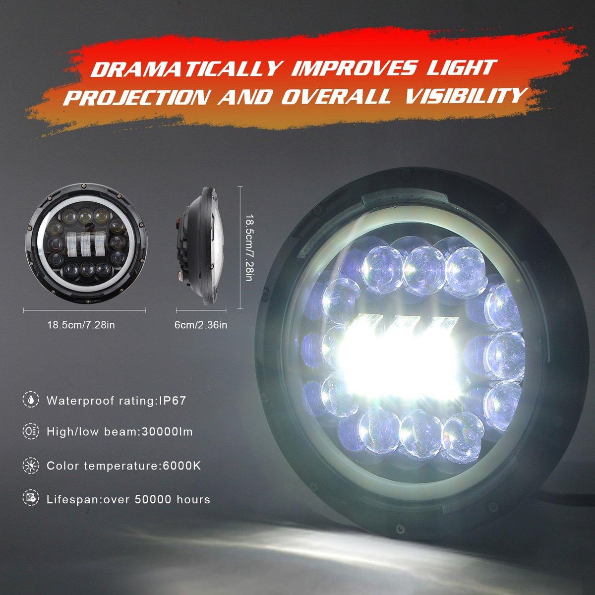 H4 400W 7Inch LED Head Light Lamp with for Lada Niva Urban 4X4 Suzuki Samurai for Jeep Wrangler Off Road