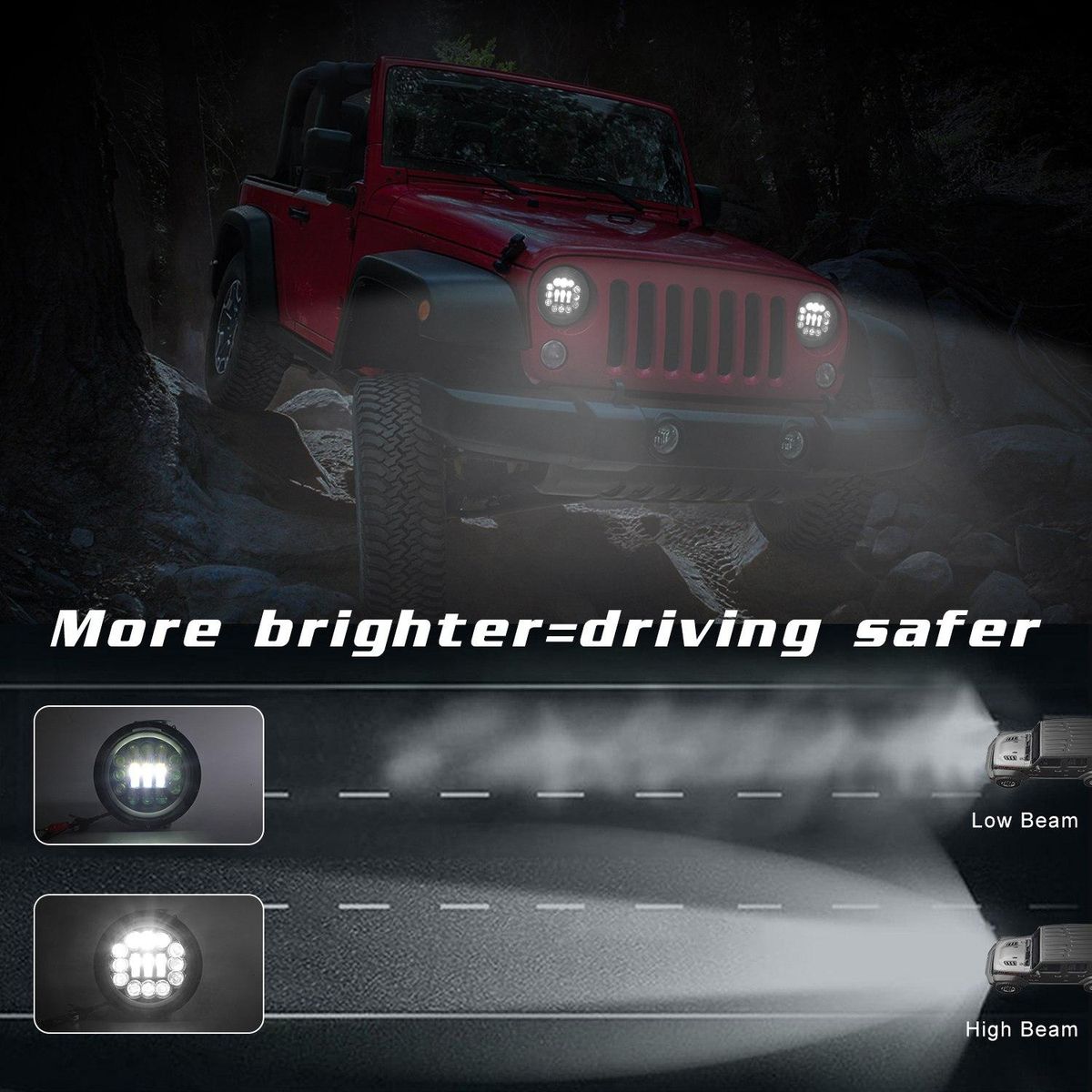 H4 400W 7Inch LED Head Light Lamp with for Lada Niva Urban 4X4 Suzuki Samurai for Jeep Wrangler Off Road