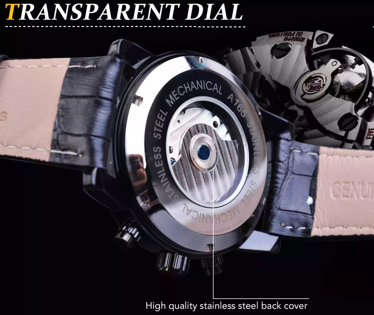Black Luxury Leather Mechanical Top Quality Wrist Watch