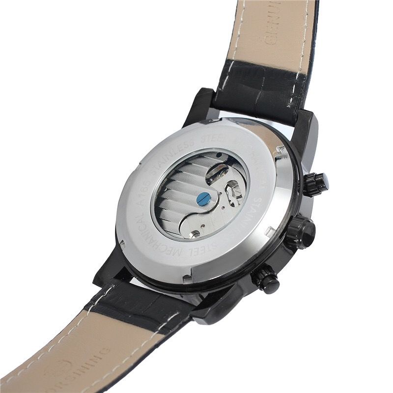 Black Luxury Leather Mechanical Top Quality Wrist Watch
