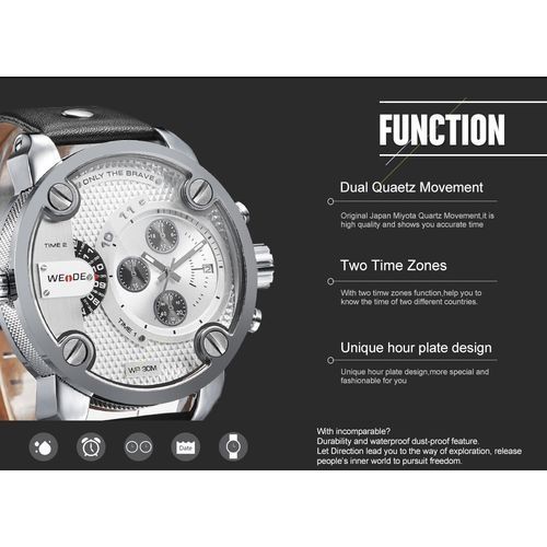 3301 Fashion Casual Watches Men Luxury Brand Quartz Genuine Leather Strap Watch
