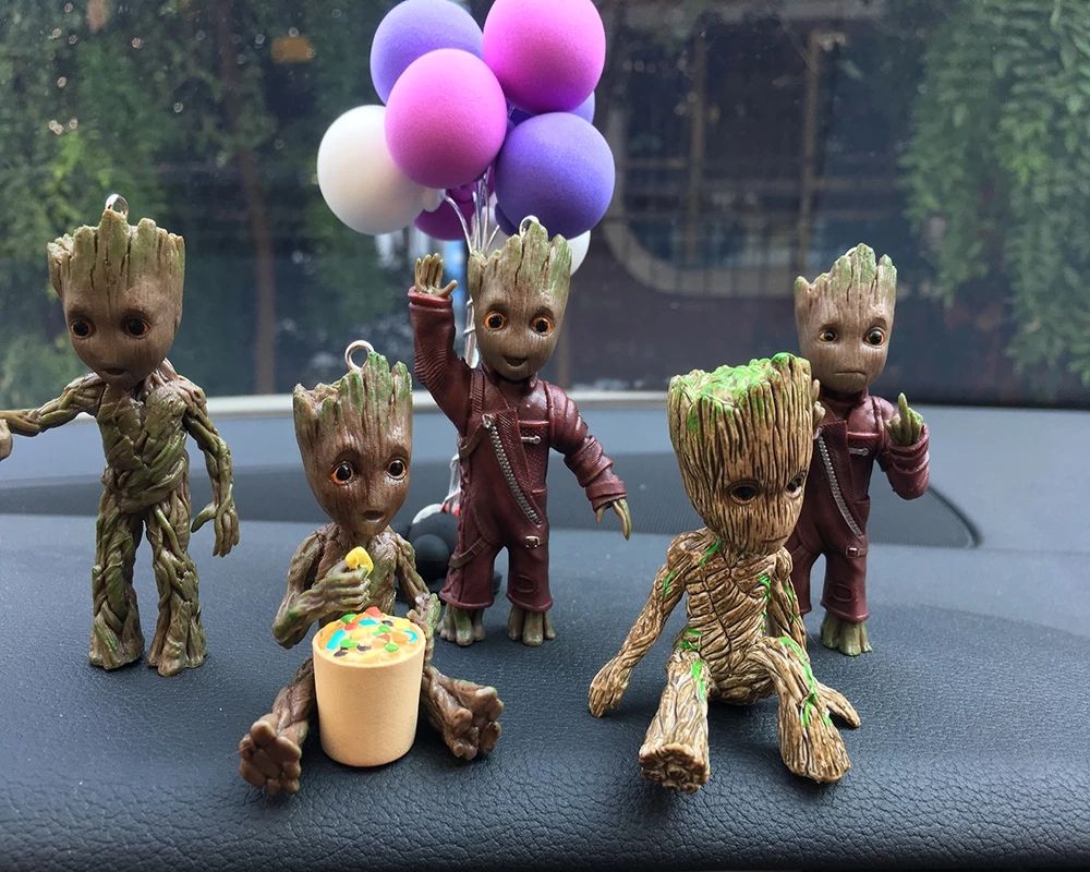 Anime Car Interior Decoration Groot Action Figure Sitting Model Mini Doll For Car Goods Interior De