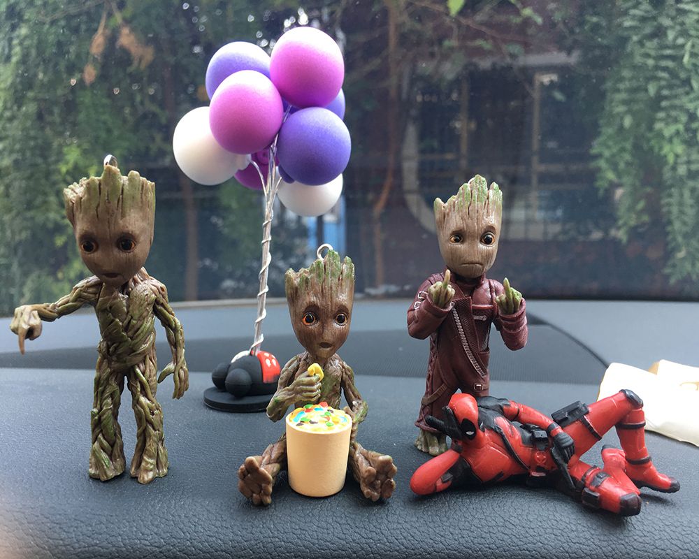 Anime Car Interior Decoration Groot Action Figure Sitting Model Mini Doll For Car Goods Interior De