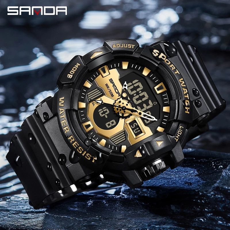 Luxury Sports Dual Display Chronograph Waterproof Watch Men