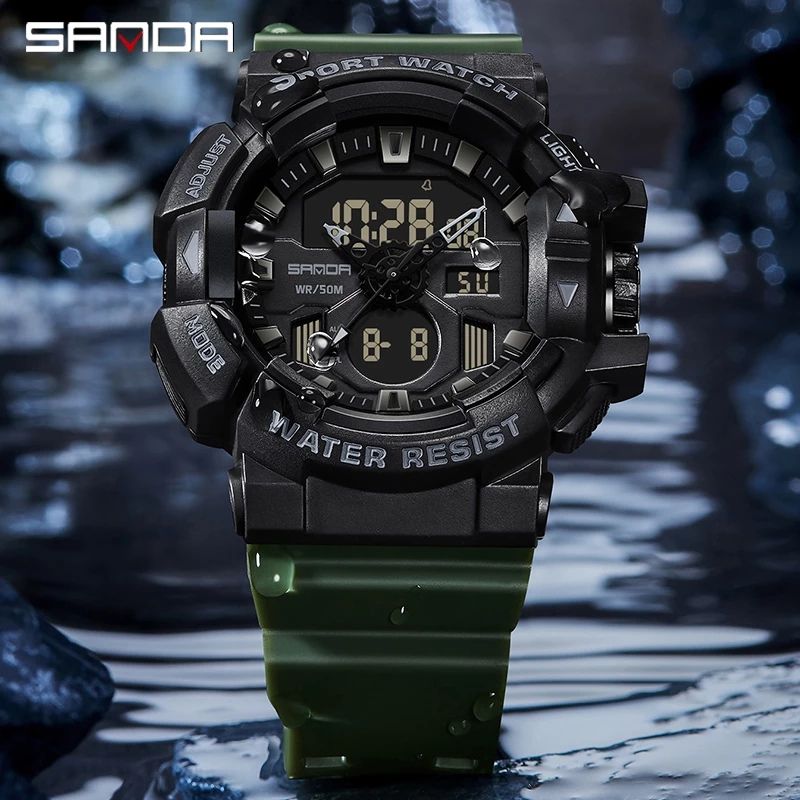 Luxury Sports Dual Display Chronograph Waterproof Watch Men
