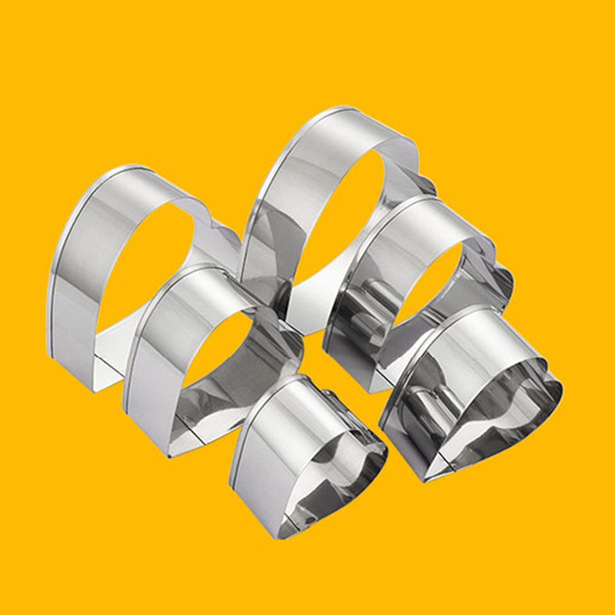 6Pcs Biscuit Mould Stainless Steel Heart Shaped Cookie