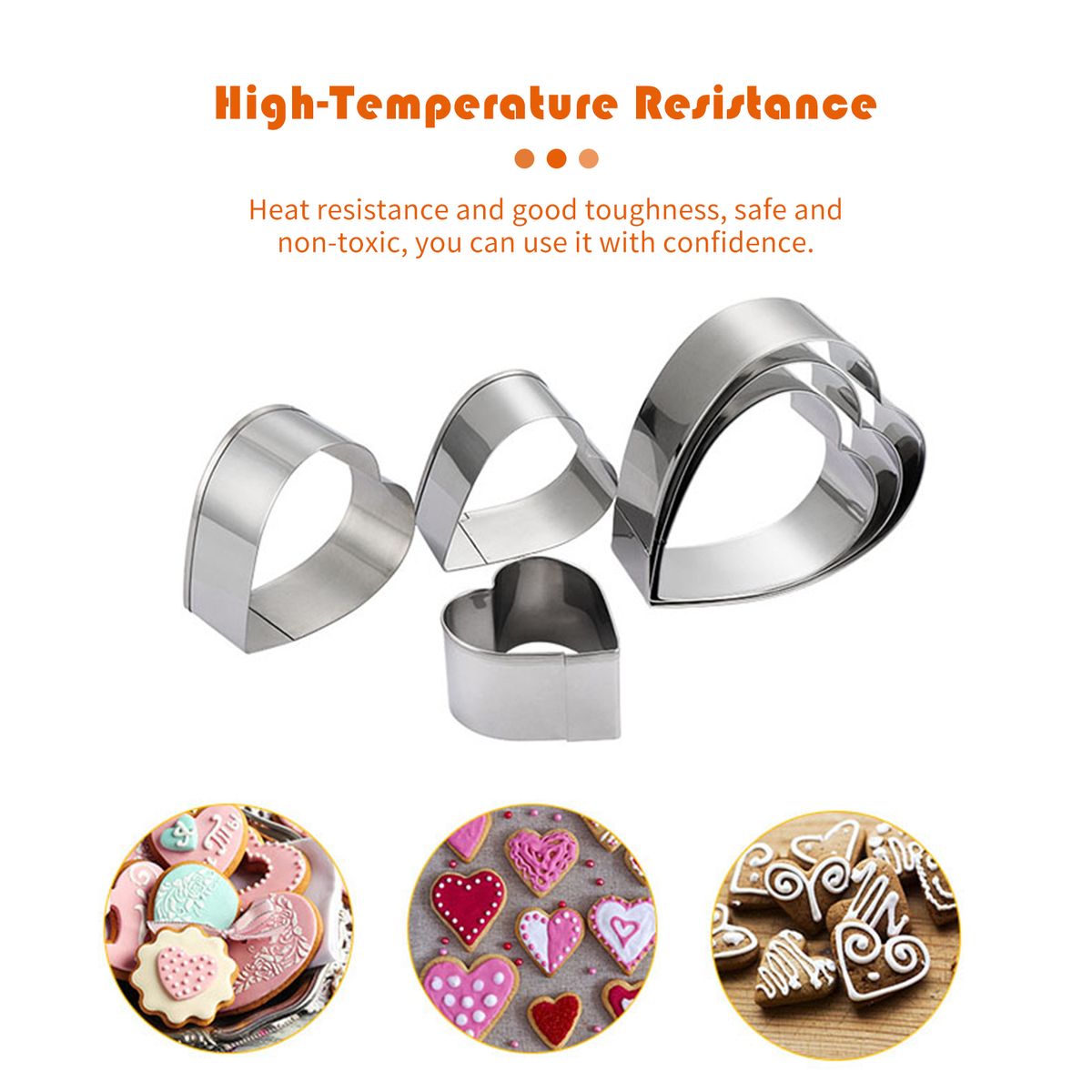 6Pcs Biscuit Mould Stainless Steel Heart Shaped Cookie