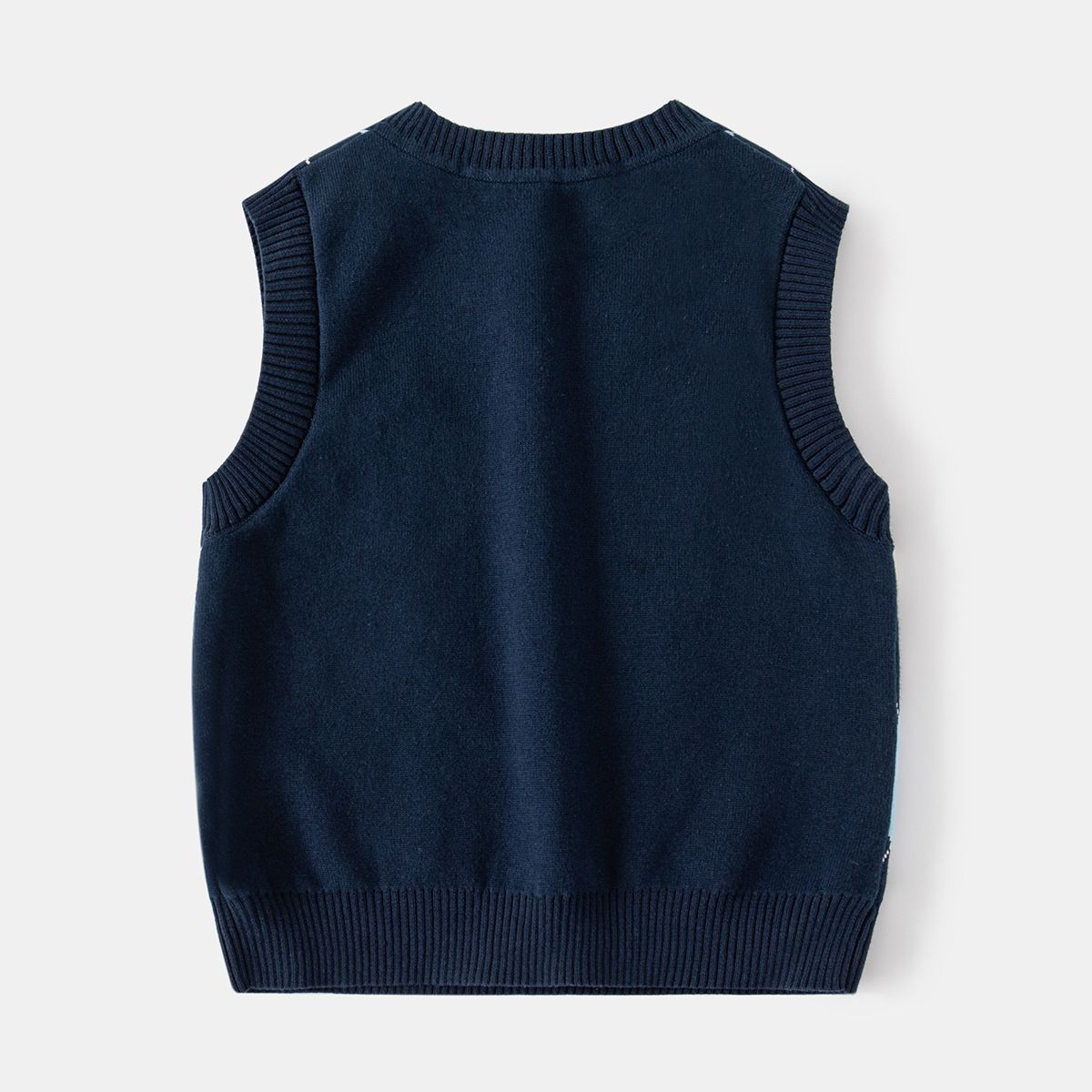 Spring Autumn Cotton Kids Plaid Pullover Sleeveless Sweaters Boys Vest-Navy