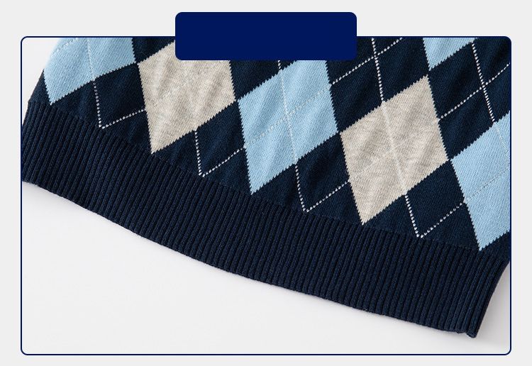 Spring Autumn Cotton Kids Plaid Pullover Sleeveless Sweaters Boys Vest-Navy