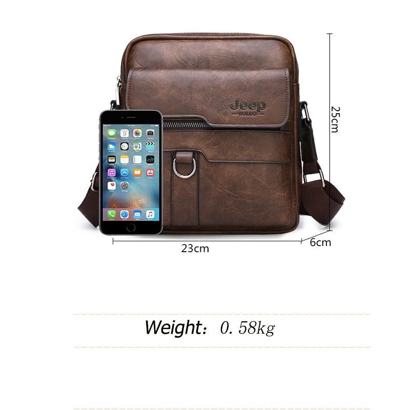 Jeep Business Bag - One Shoulder Handbag Crossbody Briefcase made of High-Quality PU Leather for Professionals - Messenger Shoulder Bag perfect for Daily Commute and Business Needs for men