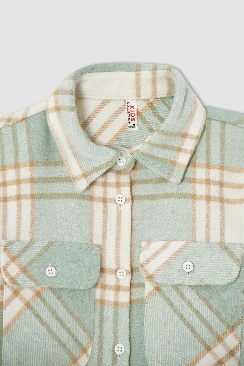 Girl - Oversize Fit Woven Long Sleeve Shirt - Green
