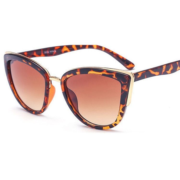 Cat Eyes Classy Rim Sunglasses- Leopard Print