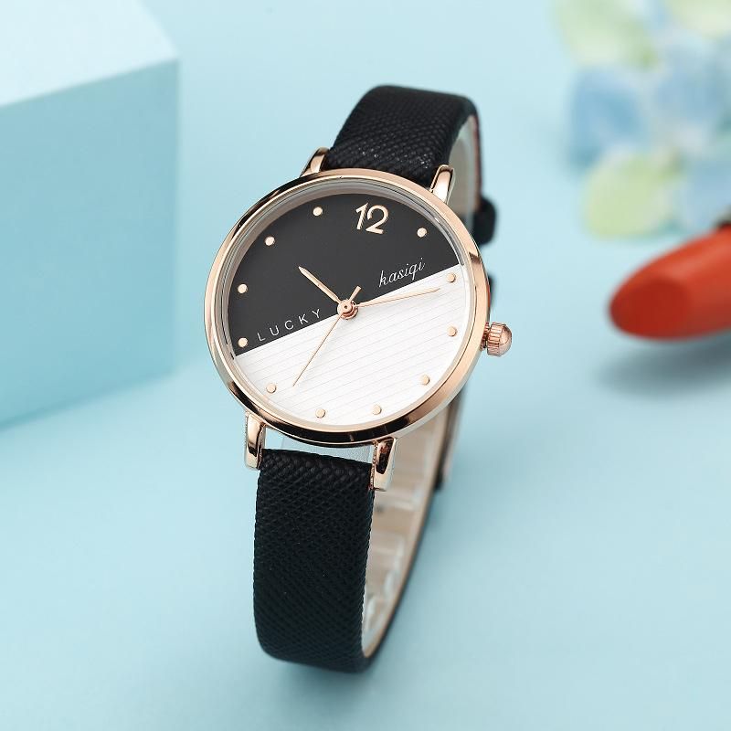 Small Fresh Rose Gold Watch Women Student Fashion Casual Leather Quartz Wrist Watch Female Trend Literature and Art Wristwatches black
