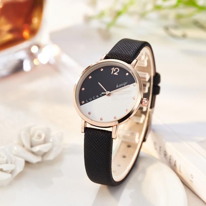Small Fresh Rose Gold Watch Women Student Fashion Casual Leather Quartz Wrist Watch Female Trend Literature and Art Wristwatches black