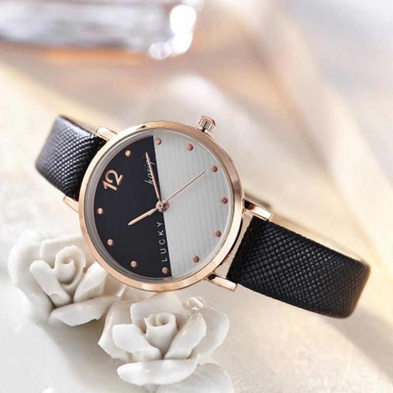 Small Fresh Rose Gold Watch Women Student Fashion Casual Leather Quartz Wrist Watch Female Trend Literature and Art Wristwatches black