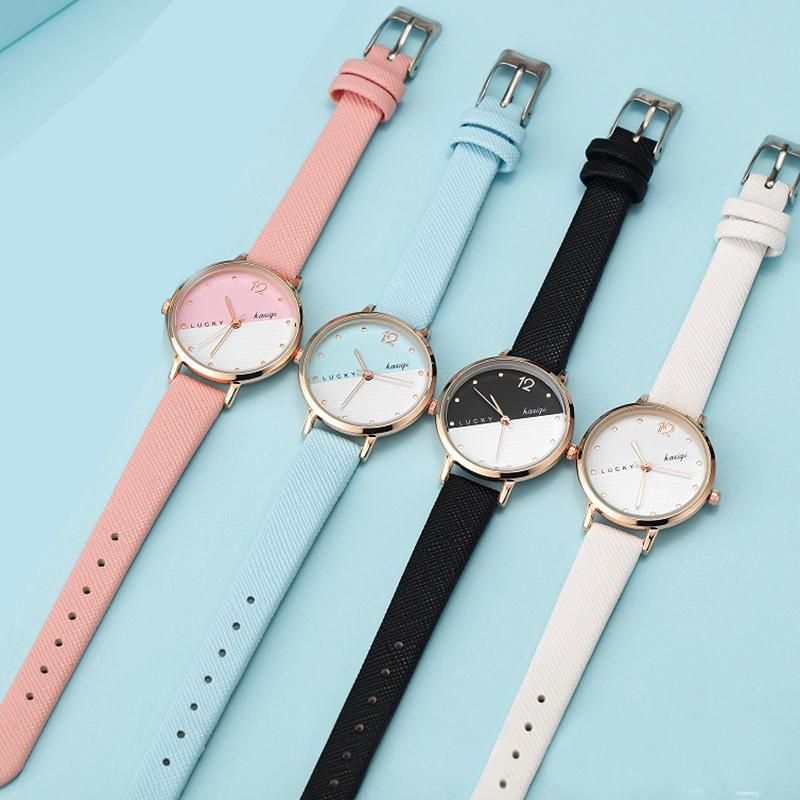 Small Fresh Rose Gold Watch Women Student Fashion Casual Leather Quartz Wrist Watch Female Trend Literature and Art Wristwatches black